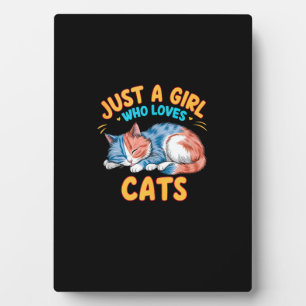 Nur ein Mädchen, das Lieben Katzen Niedliche Kätzc Fotoplatte