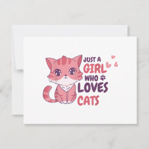 Nur ein Mädchen, das Lieben Katzen Niedliche Katze Feiertagskarte