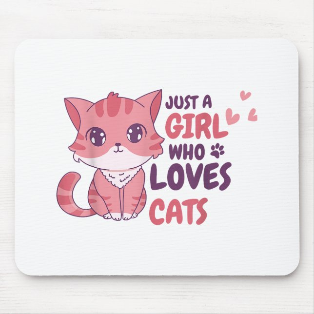 Nur ein Mädchen, das Lieben Katzen Niedliche Katze Mousepad (Vorne)