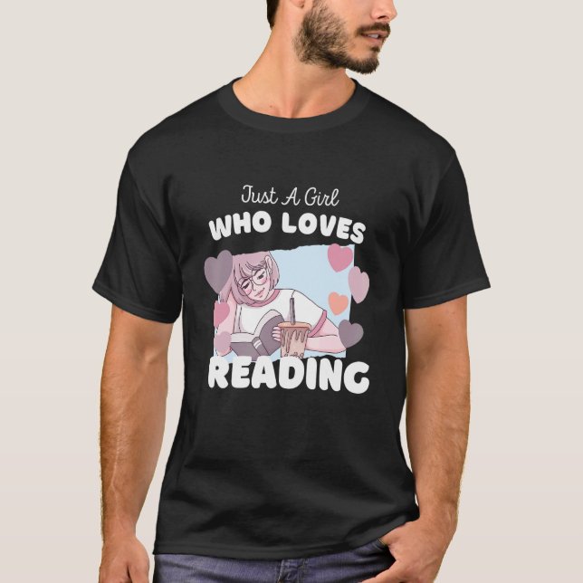 Nur ein Mädchen, das Lieben liest Niedliche Bookwo T-Shirt (Vorderseite)
