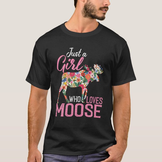 Nur ein Mädchen, das Lieben moose lustige Frauen M T-Shirt (Vorderseite)
