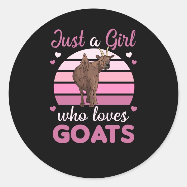 Nur ein Mädchen, das Lieben Niedliche Tiere Ziegen Runder Aufkleber (Vorderseite)