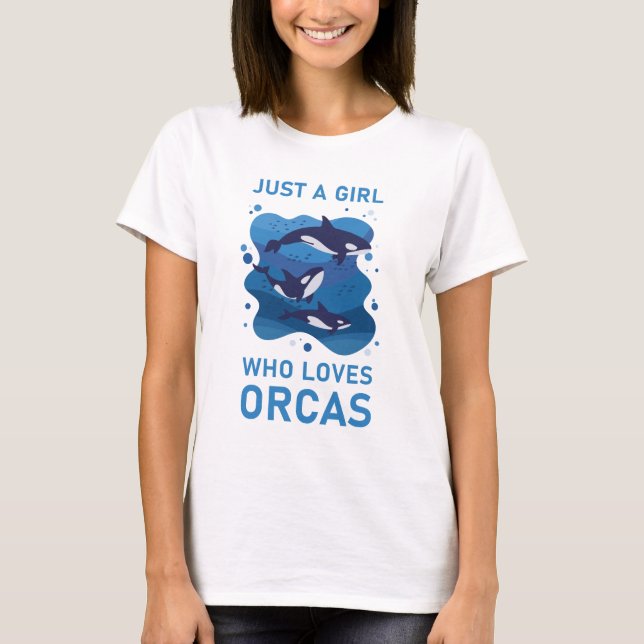 Nur ein Mädchen, das Lieben Orcas Funny Orca T-Shirt (Vorderseite)