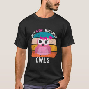 Nur ein Mädchen, das Lieben Owls Retro-Vintage Owl T-Shirt