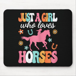 Nur ein Mädchen, das Lieben Pferde Pferde Reiten W Mousepad