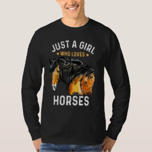 Nur ein Mädchen, das Lieben Pferde Wasserfarbe Pfe T-Shirt