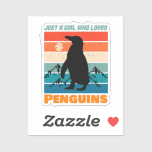 Nur ein Mädchen, das Lieben Pinguine Retro-Tier Aufkleber