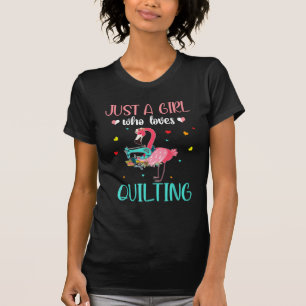 Nur ein Mädchen, das Lieben quilt und Flamingo T-Shirt