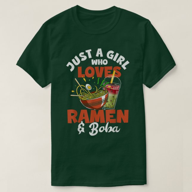 Nur ein Mädchen, das Lieben Ramen und Boba Bubble  T-Shirt (Design vorne)