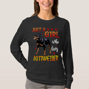 Nur ein Mädchen, das Lieben Rottweiler Hund über 9 T-Shirt