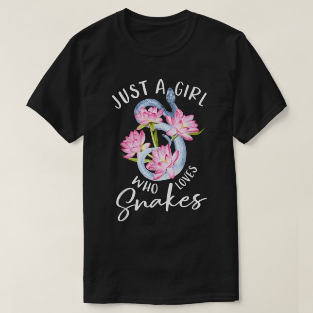 Nur ein Mädchen, das Lieben Schlangen Blume Gesche T-Shirt (Design vorne)