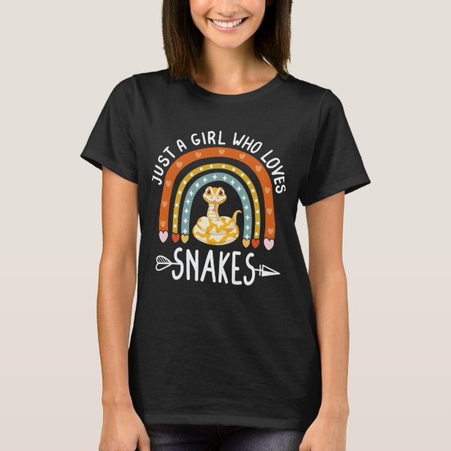 Nur ein Mädchen, das Lieben Schlangen Rainbow Snak T-Shirt (Vorderseite)