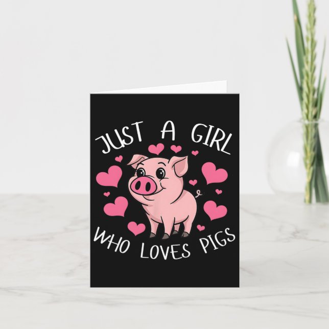 Nur ein Mädchen, das Lieben schweine Pink Heart Ki Karte (Vorderseite)