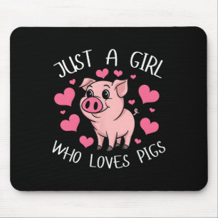 Nur ein Mädchen, das Lieben schweine Pink Heart Ki Mousepad