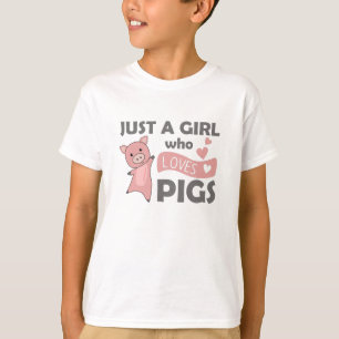 Nur ein Mädchen, das Lieben schweine, rosa Herzst T-Shirt