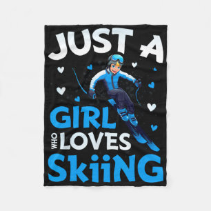 Nur ein Mädchen, das Lieben Skifahren Funny Ski Wi Fleecedecke
