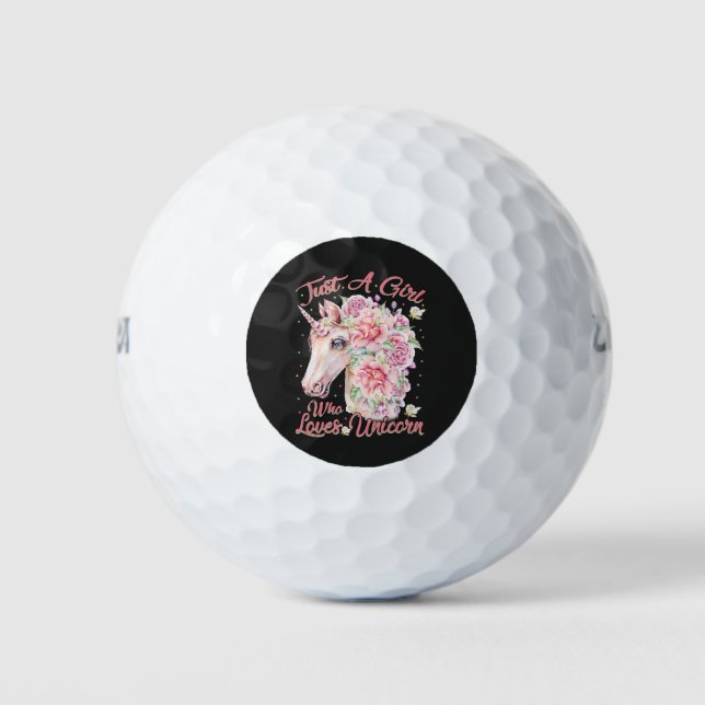 Nur ein Mädchen, das Lieben Unicorn Golfball (Vorderseite)