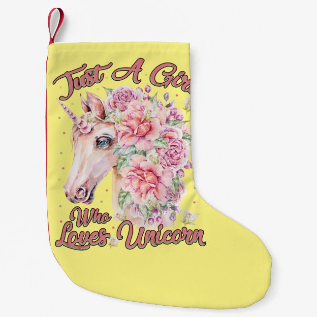 Nur ein Mädchen, das Lieben Unicorn Kleiner Weihnachtsstrumpf (Vorderseite)