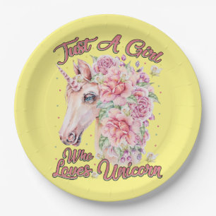 Nur ein Mädchen, das Lieben Unicorn Pappteller