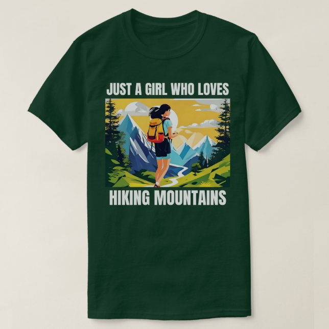 Nur ein Mädchen, das Lieben Wandern Berge T-Shirt (Design vorne)