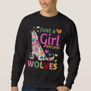 Nur ein Mädchen, das Lieben Wölfe floralen Howling Sweatshirt