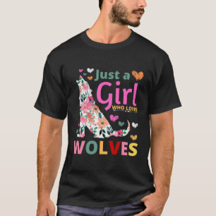 Nur ein Mädchen, das Lieben Wölfe floralen Howling T-Shirt