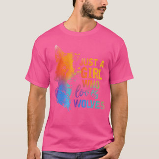 Nur ein Mädchen, das Lieben Wolves Tierporträt Gir T-Shirt