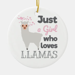 Nur ein Mädchen, das Llamas  Keramik Ornament