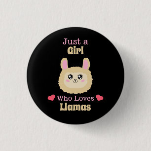 Nur ein Mädchen, das Llamas Liebe Button