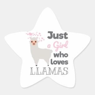 Nur ein Mädchen, das Llamas Liebe Stern-Aufkleber