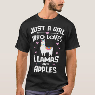 Nur ein Mädchen, das Llamas und Äpfel liebt Fraue T-Shirt
