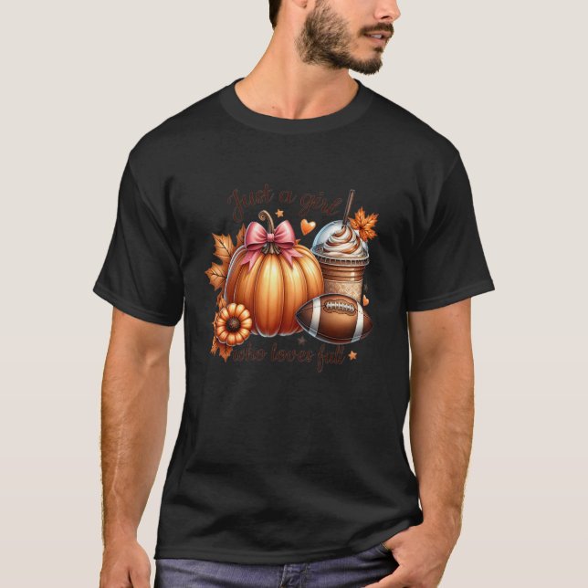 Nur ein Mädchen, das Lobby fallen Pumpkin Kaffee F T-Shirt (Vorderseite)