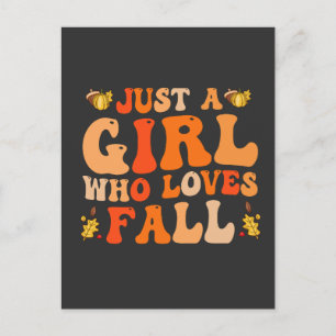 Nur ein Mädchen, das lustige Herbst-Geschenke lieb Postkarte