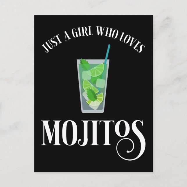 Nur ein Mädchen, das Mojitos Lieben Postkarte (Vorderseite)