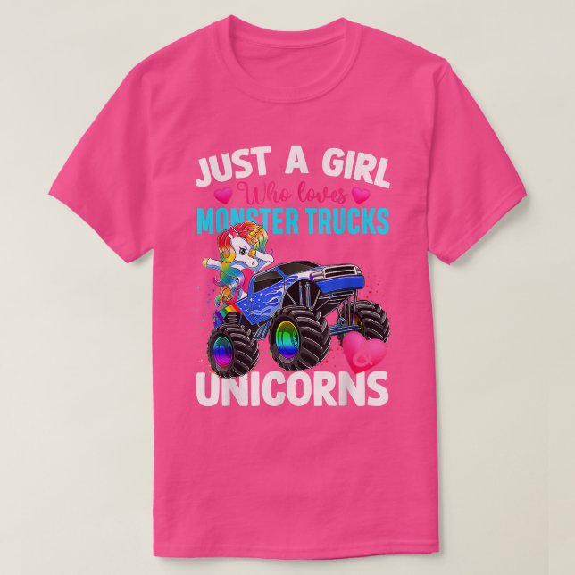 Nur ein Mädchen, das Monster Trucks & Unicorn Par  T-Shirt (Design vorne)