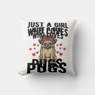 Nur ein Mädchen, das Mops-Old-Shirt-Design liebt Kissen