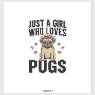 Nur ein Mädchen, das Mops-Oldtimer-Hunde-Shirt-Des Aufkleber