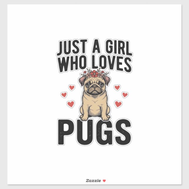 Nur ein Mädchen, das Mops-Oldtimer-Hunde-Shirt-Des Aufkleber (Blatt)