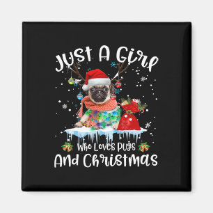 Nur ein Mädchen, das Mops und Weihnachten hässlich Magnet
