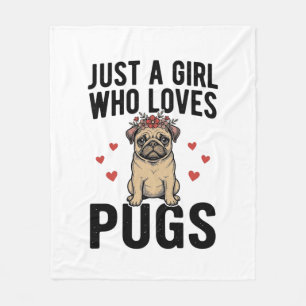 Nur ein Mädchen, das Mops-Vintage-Hunde-Shirt-Desi Fleecedecke