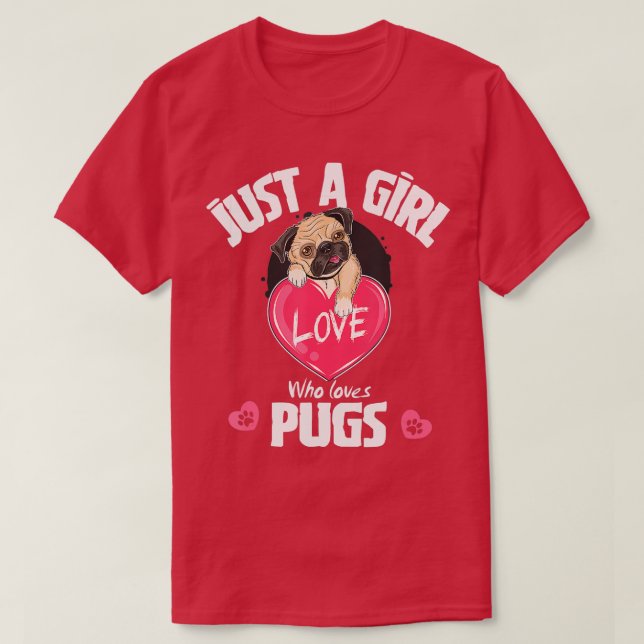 Nur ein Mädchen, das Möpsen Lieben, Mops Hund Love T-Shirt (Design vorne)