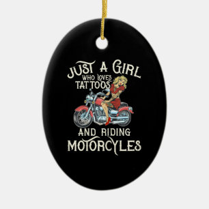 Nur ein Mädchen, das Motorräder Liebe Motorrad F Keramik Ornament