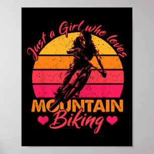 Nur ein Mädchen, das Mountainbiken Fahrradfahren l Poster