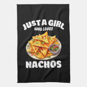 Nur ein Mädchen, das Nachos liebt, lustiger Lebens Geschirrtuch