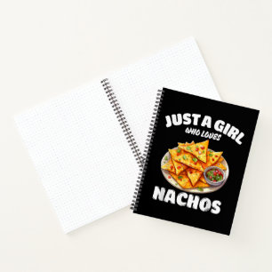 Nur ein Mädchen, das Nachos liebt, lustiger Lebens Notizbuch