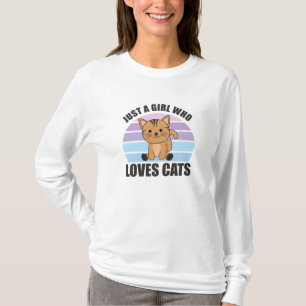 Nur ein Mädchen, das Niedliche Katzen Liebe, Vinta T-Shirt