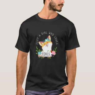 Nur ein Mädchen, das Niedlichen Fuchs mit Blumenst T-Shirt