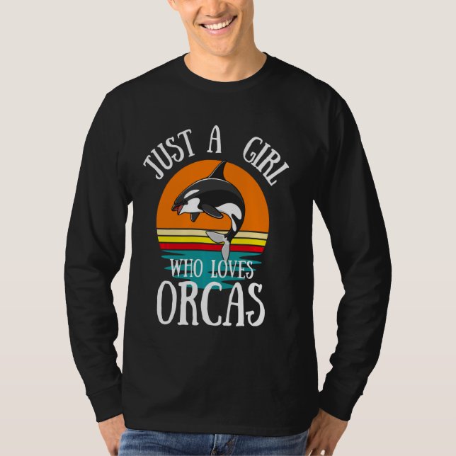 Nur ein Mädchen, das Orcas Retro Sunset Long Slee  T-Shirt (Vorderseite)