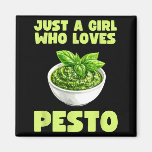 Nur ein Mädchen, das Pesto-Basilikum-Pasta Italien Magnet