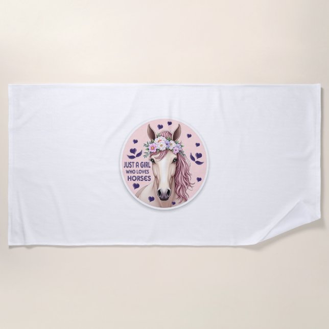 Nur ein Mädchen, das Pferde Liebe (2) Strandtuch (Vorderseite)